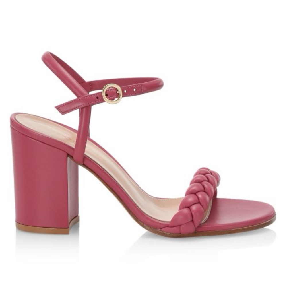GIANVITO ROSSI Braided Leather Block-Heel Sandals